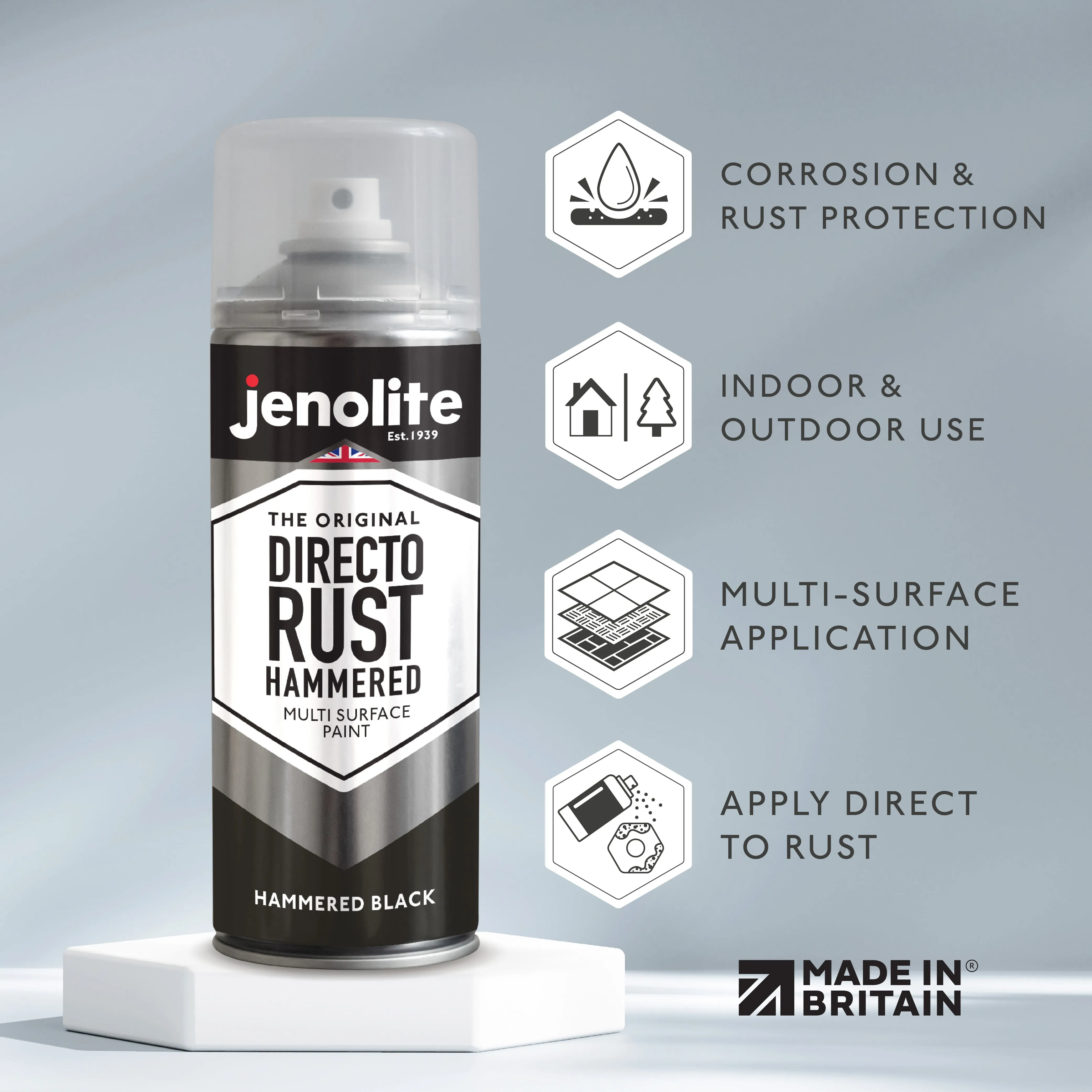 DIRECTORUST Spray Paint | HAMMERED BLACK | 400ml | Multi Surface