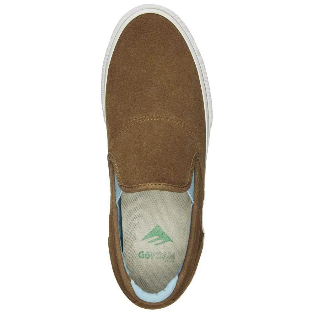 Emerica Wino G6 Slip On Skate Shoes Brown Blue