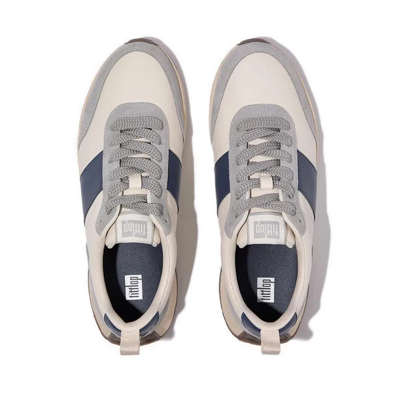 F-Mode Flow Mens Leather/Suede Sneakers - Paris Beige Mix