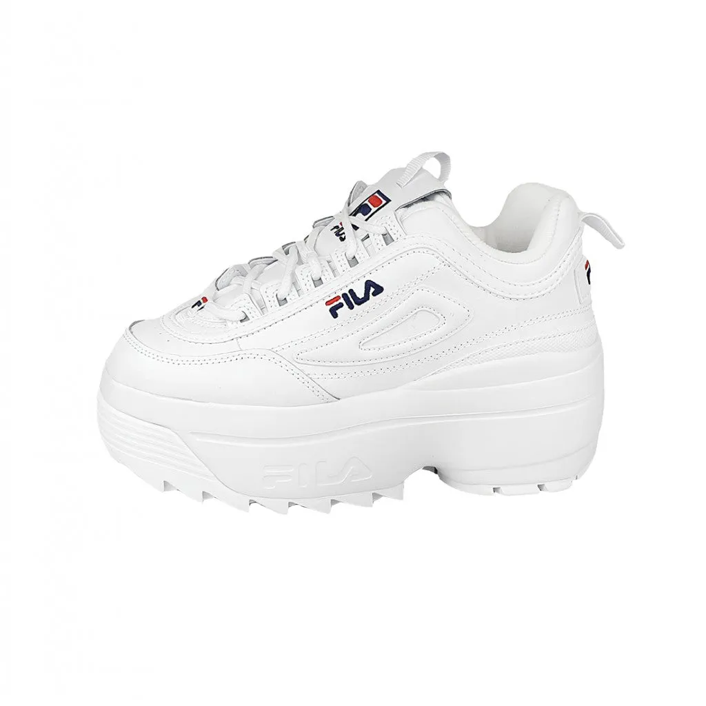 FILA: DISRUPTOR II WEDGE CHUNKY WHITE SNEAKERS