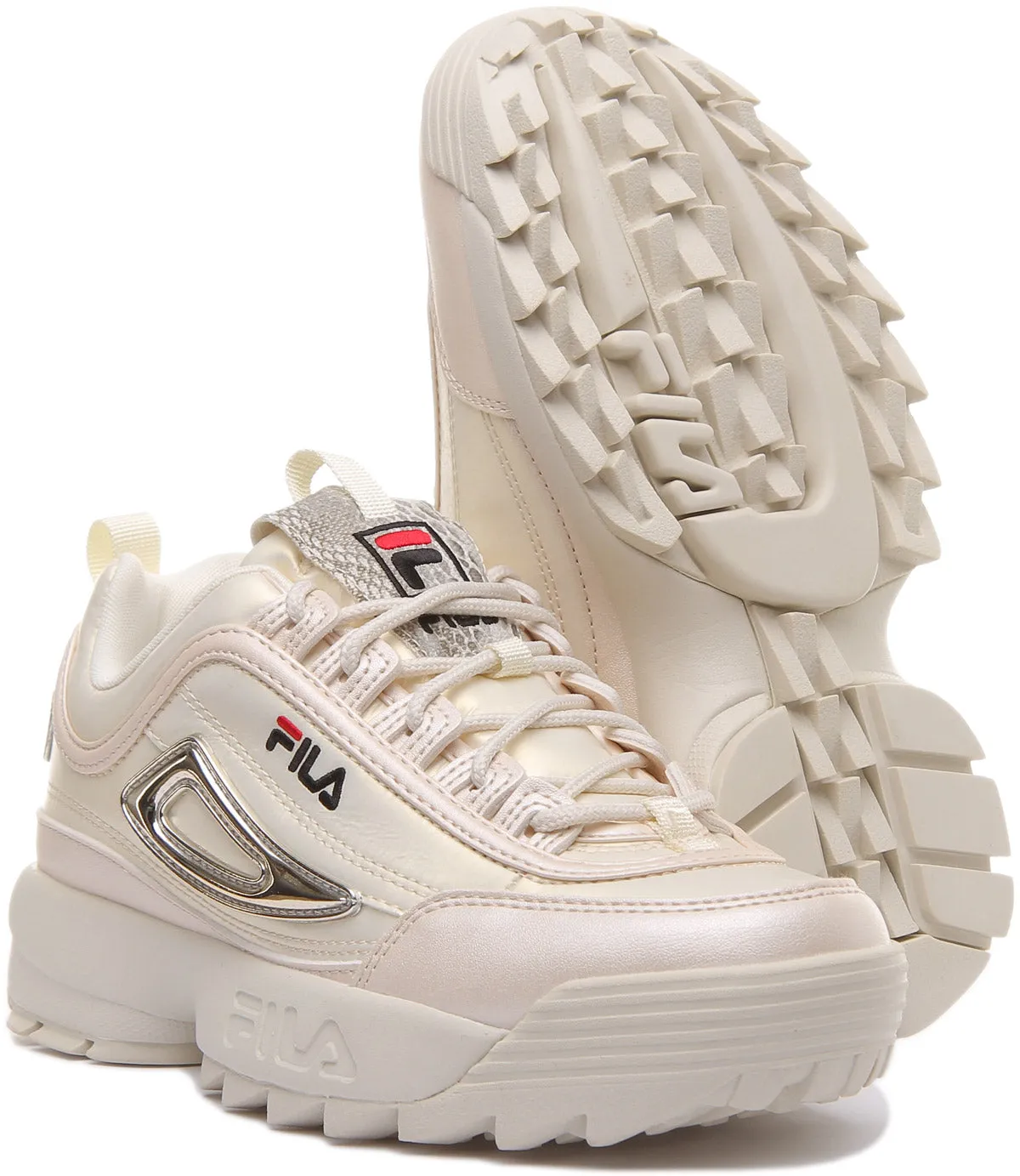 Fila Disruptor Low in Cream with Metalic Logo For Women