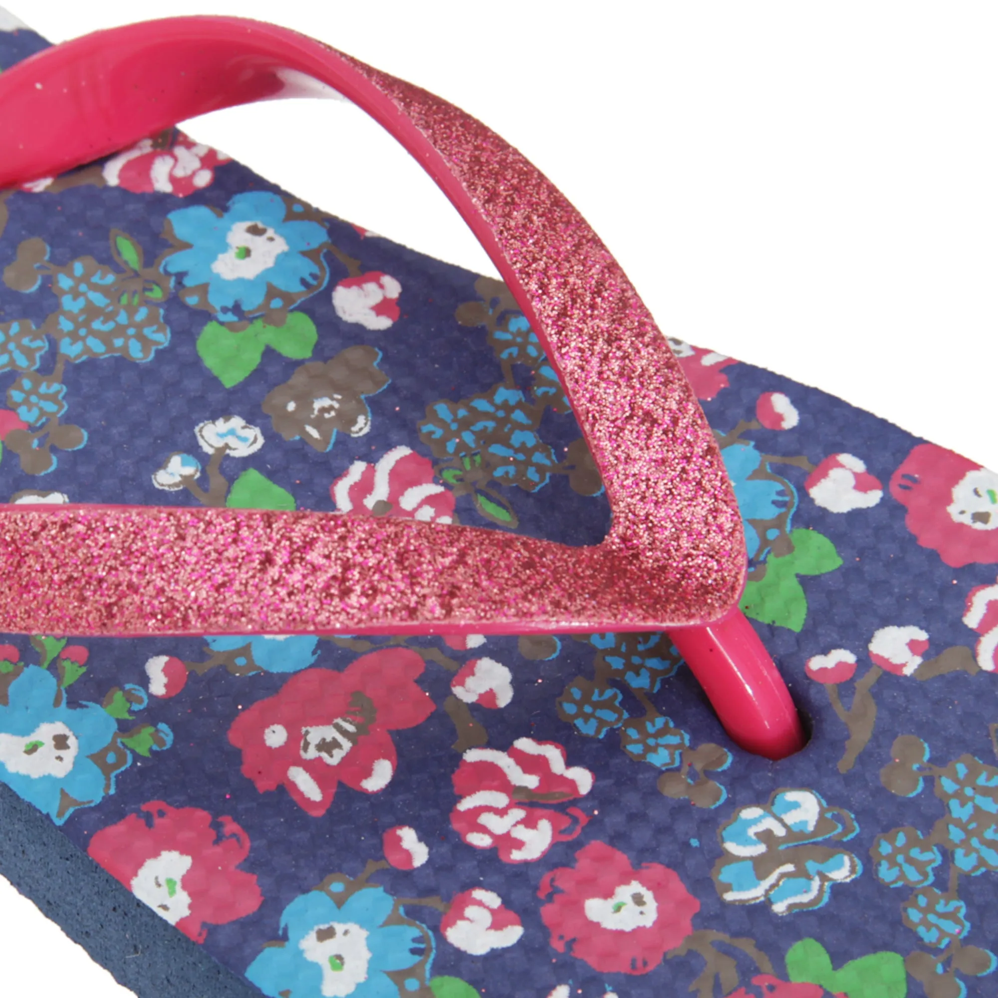 FLOSO Childrens/Girls Floral Toe Post Flip Flops With Glitter Strap