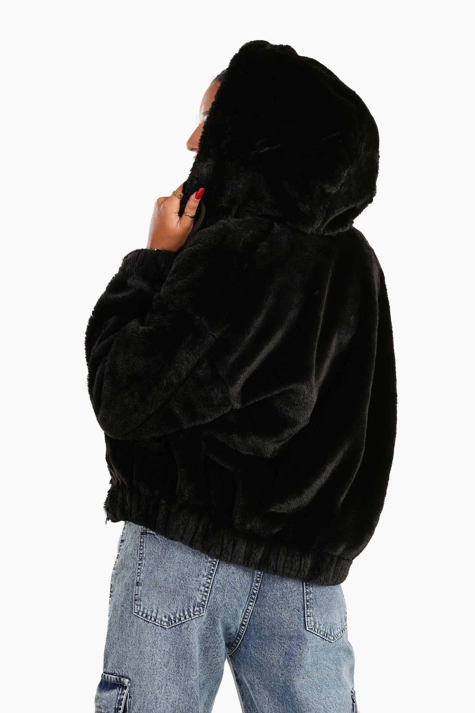 Fluffy Fur Bomber Jacket