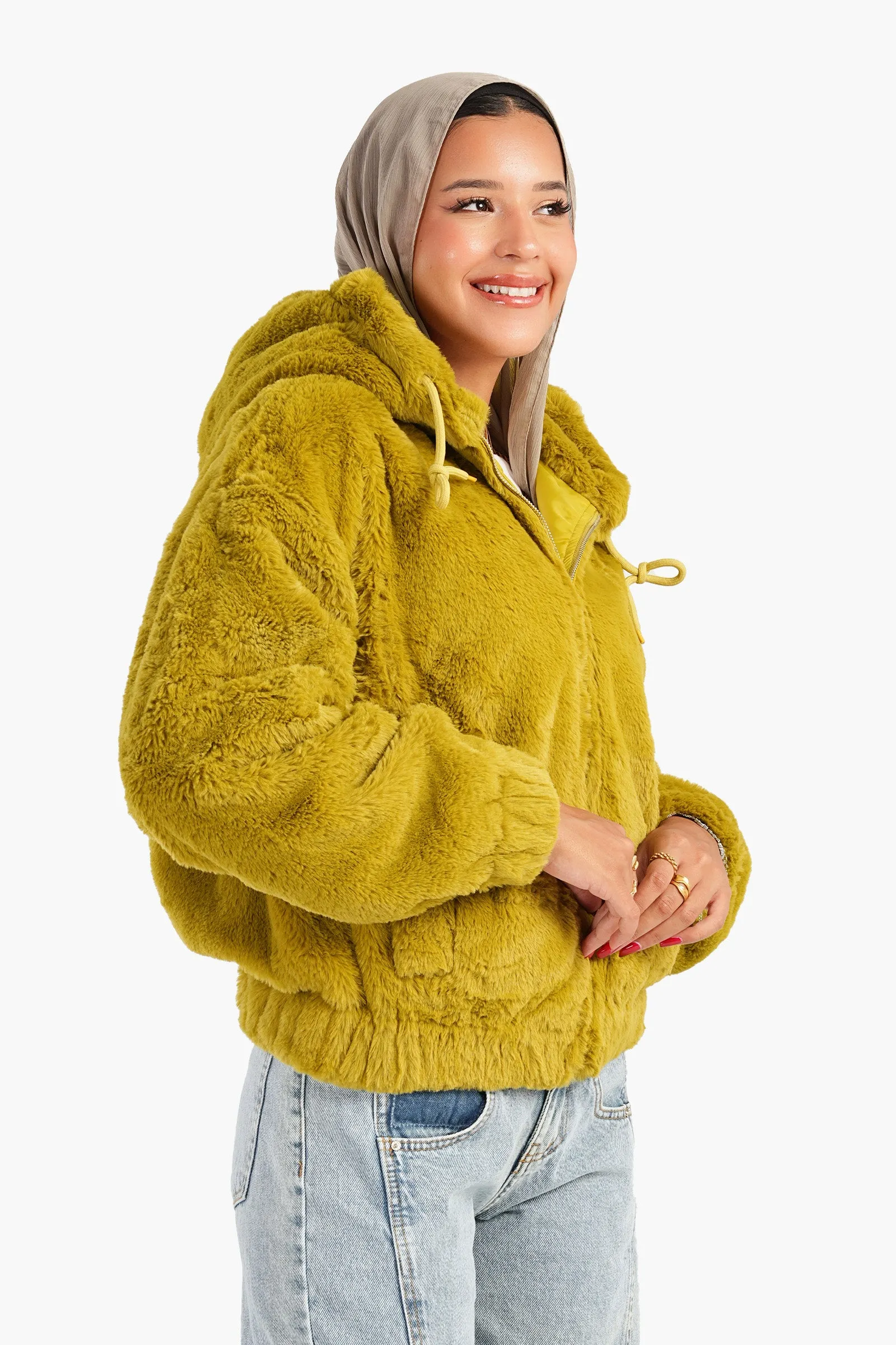 Fluffy Fur Bomber Jacket