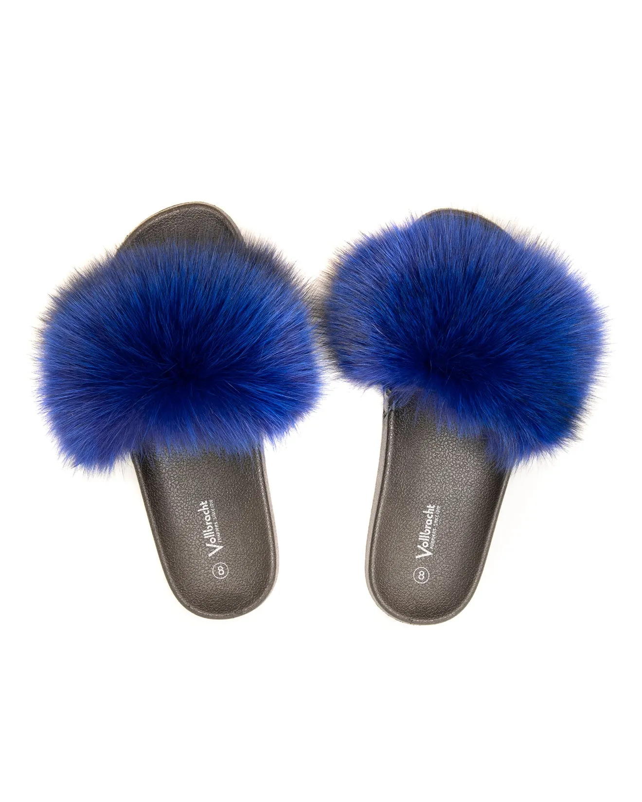 Fox Fur Slides - Blue