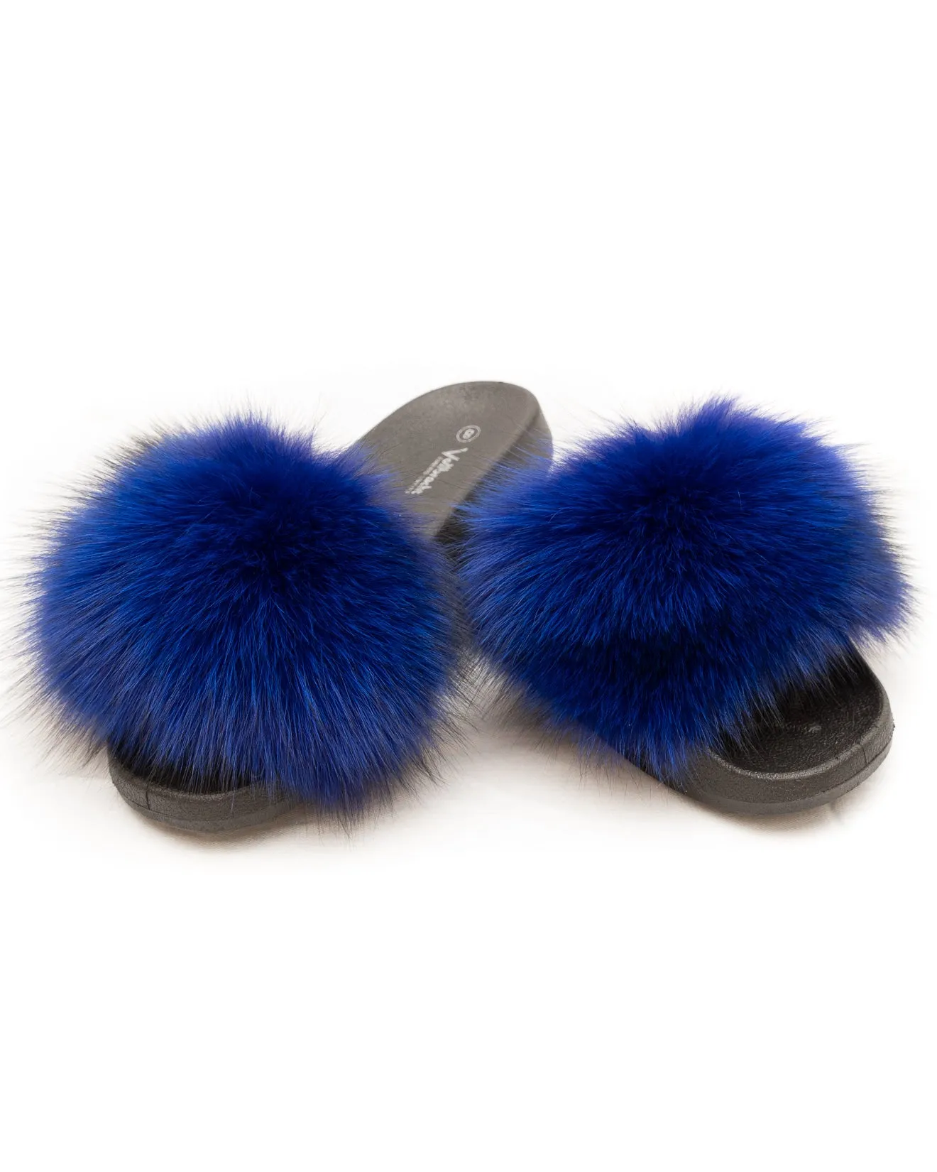 Fox Fur Slides - Blue