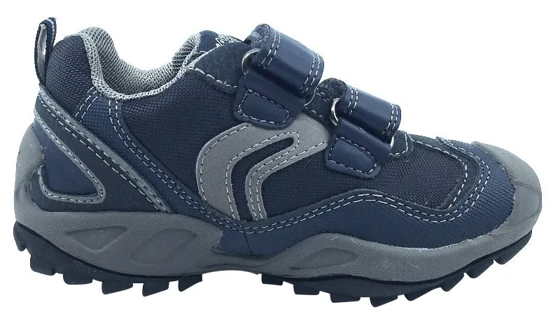 GEOX Boy's Savage Hook and Loop Sneaker (Navy/Grey)