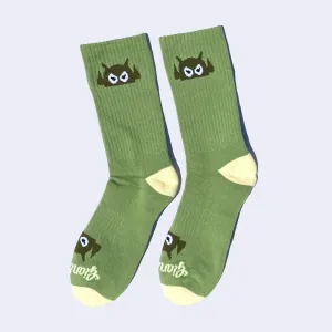 Giant Robot - Big Boss Robot Socks - Green w/ Cream