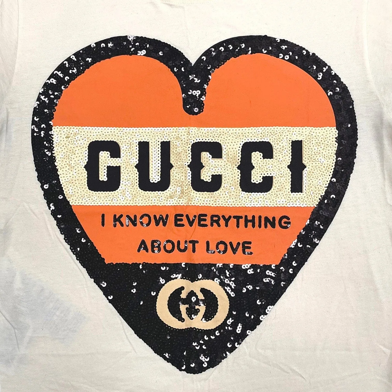 Gucci I Know Everything About Love Short Sleeve Tee Shirt Cream Pre-Owned