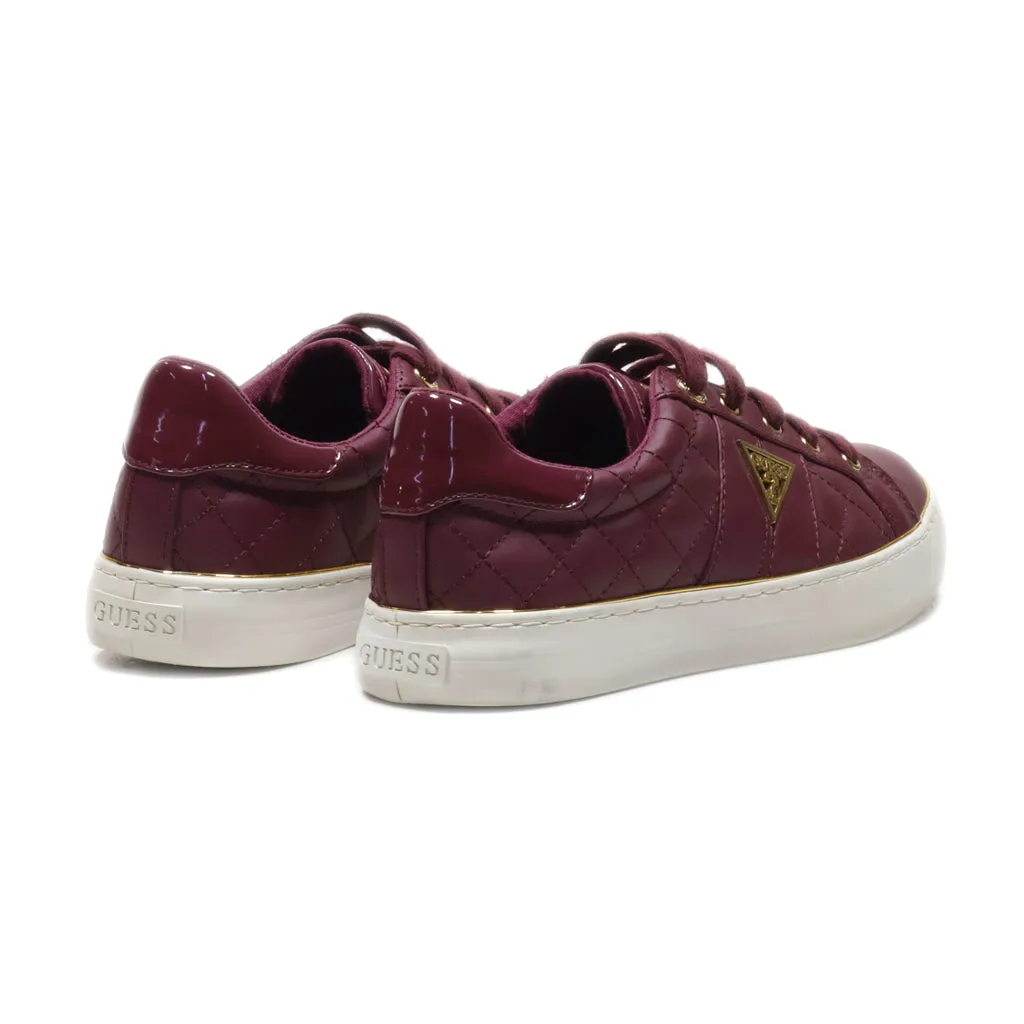 Guess Low-Top Sneakers Leather Maroon Colour For Women