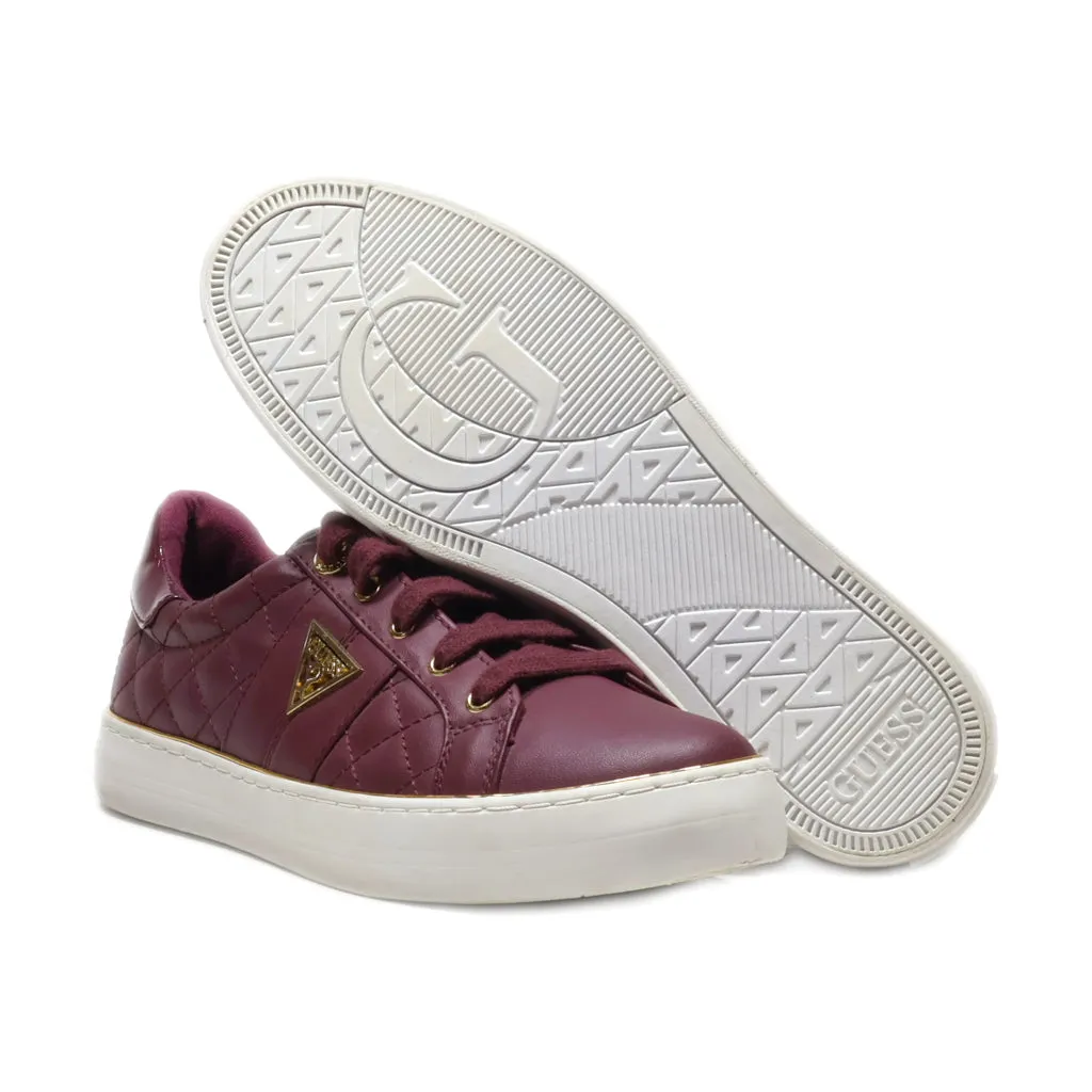 Guess Low-Top Sneakers Leather Maroon Colour For Women