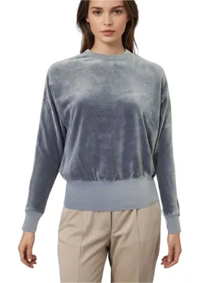 Hard Tail Velour Long Sleeve Banded Pullover Top (V-199)