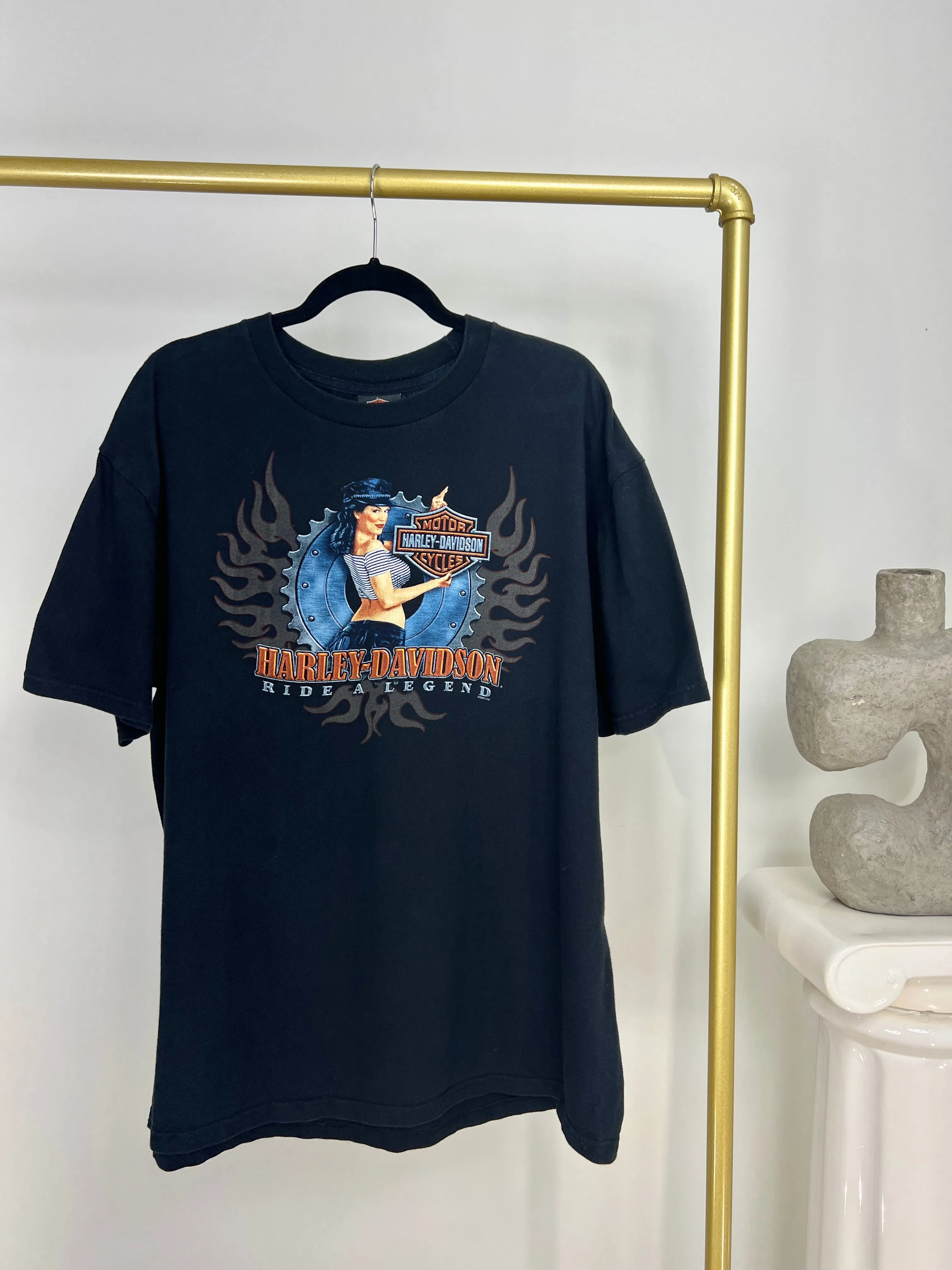 HARLEY DAVIDSON PIN-UP GIRL Y2K T-SHIRT