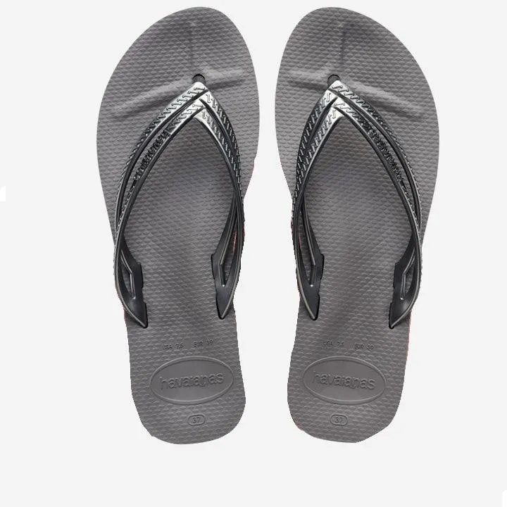 HAVAIANAS WEDGE GREY DOUBLE BANDED