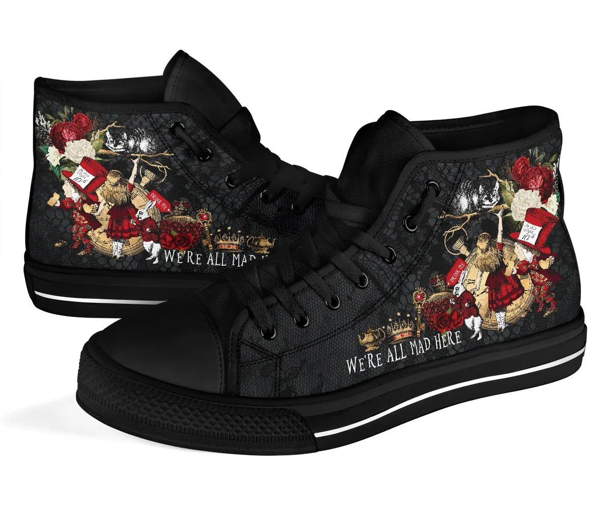 High Top Sneakers - Alice in Wonderland Gifts #101 Red Series | Birthday Gifts, Gift Idea, Custom Canvas Shoes, Cute Kawaii Aesthetic