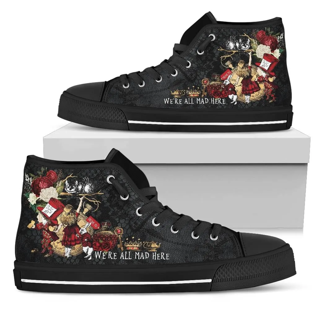 High Top Sneakers - Alice in Wonderland Gifts #101 Red Series | Birthday Gifts, Gift Idea, Custom Canvas Shoes, Cute Kawaii Aesthetic