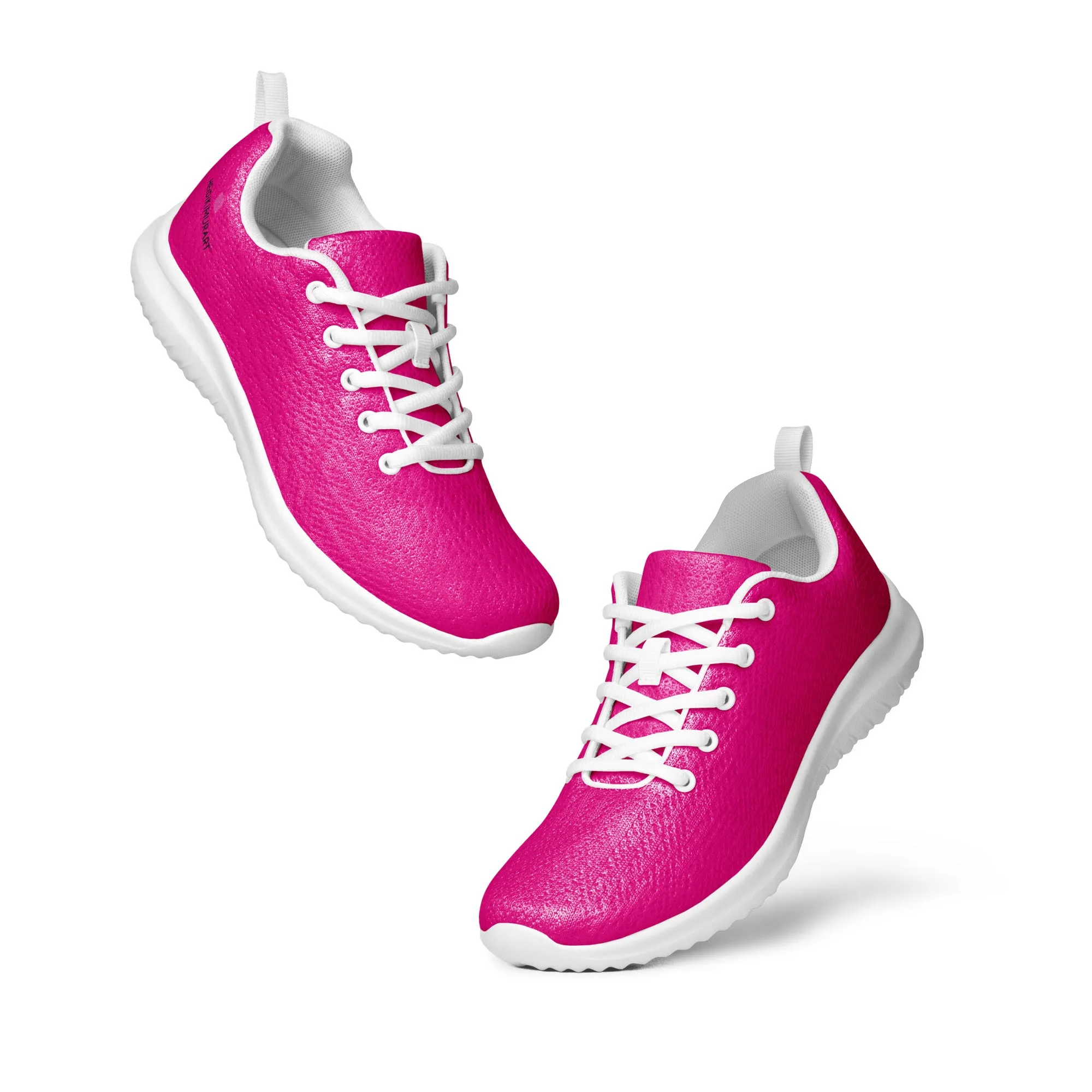 Hot Pink Men’s Athletic Shoes, Solid Pink Color Modern Breathable Lightweight Men’s Athletic Shoes (US Size: 5-13)