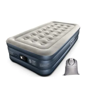 iDOO Single Size Air Mattress Inflatable Bed w/ Built-in Electric Pump Portable