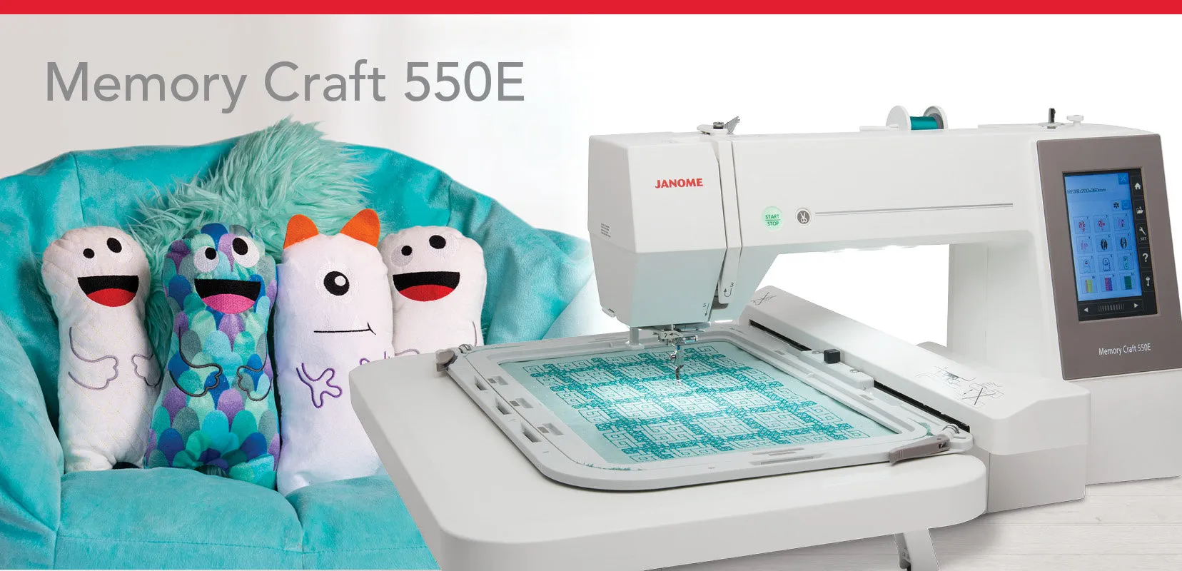 Janome Memory Craft 550E Embroidery Sewing Machine   FREE Beginner Software [NEW]