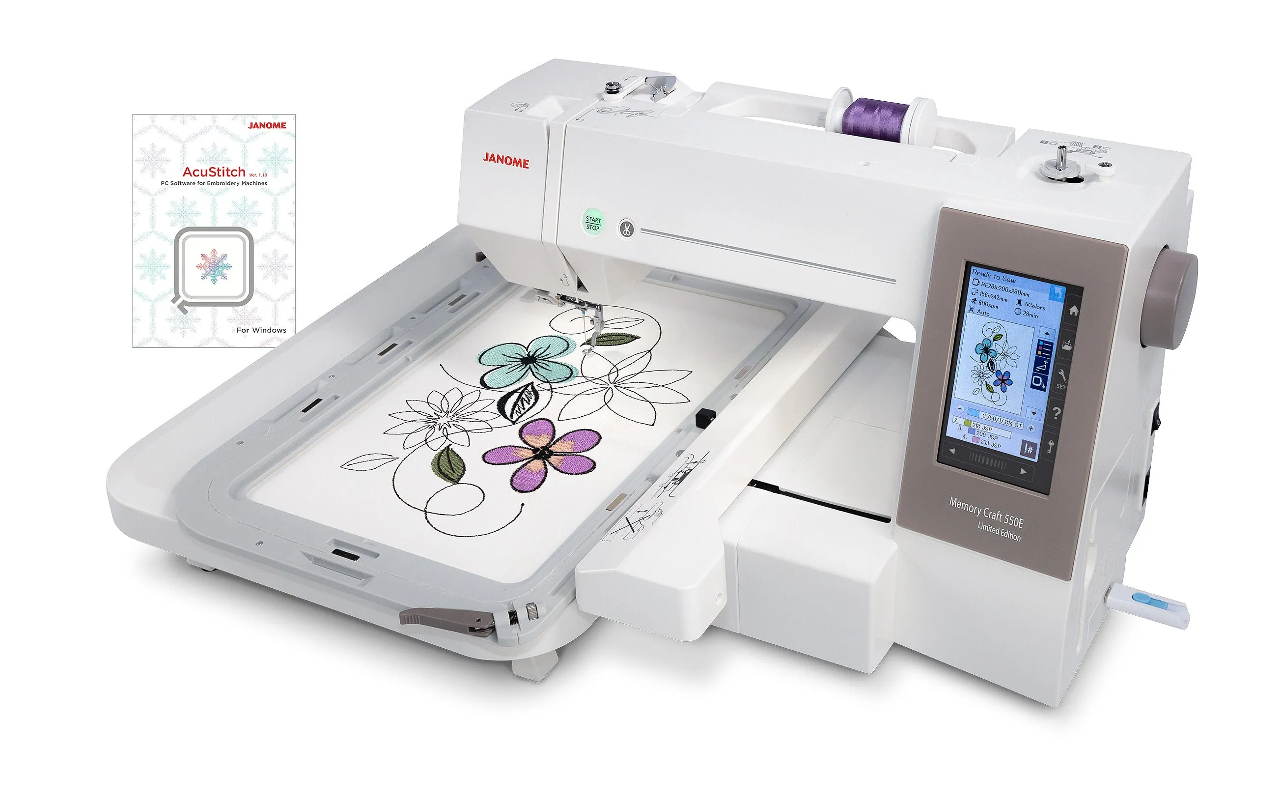 Janome Memory Craft 550E Embroidery Sewing Machine   FREE Beginner Software [NEW]