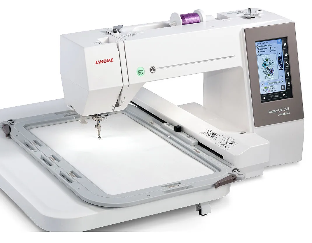 Janome Memory Craft 550E Embroidery Sewing Machine   FREE Beginner Software [NEW]