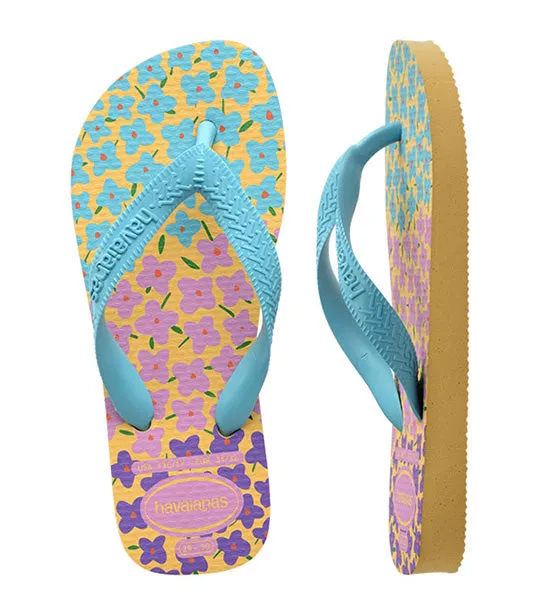 Kids Flores Flip Flops Cashew Yellow/Blue