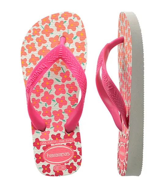 Kids Flores Flip Flops White/Pink Flux