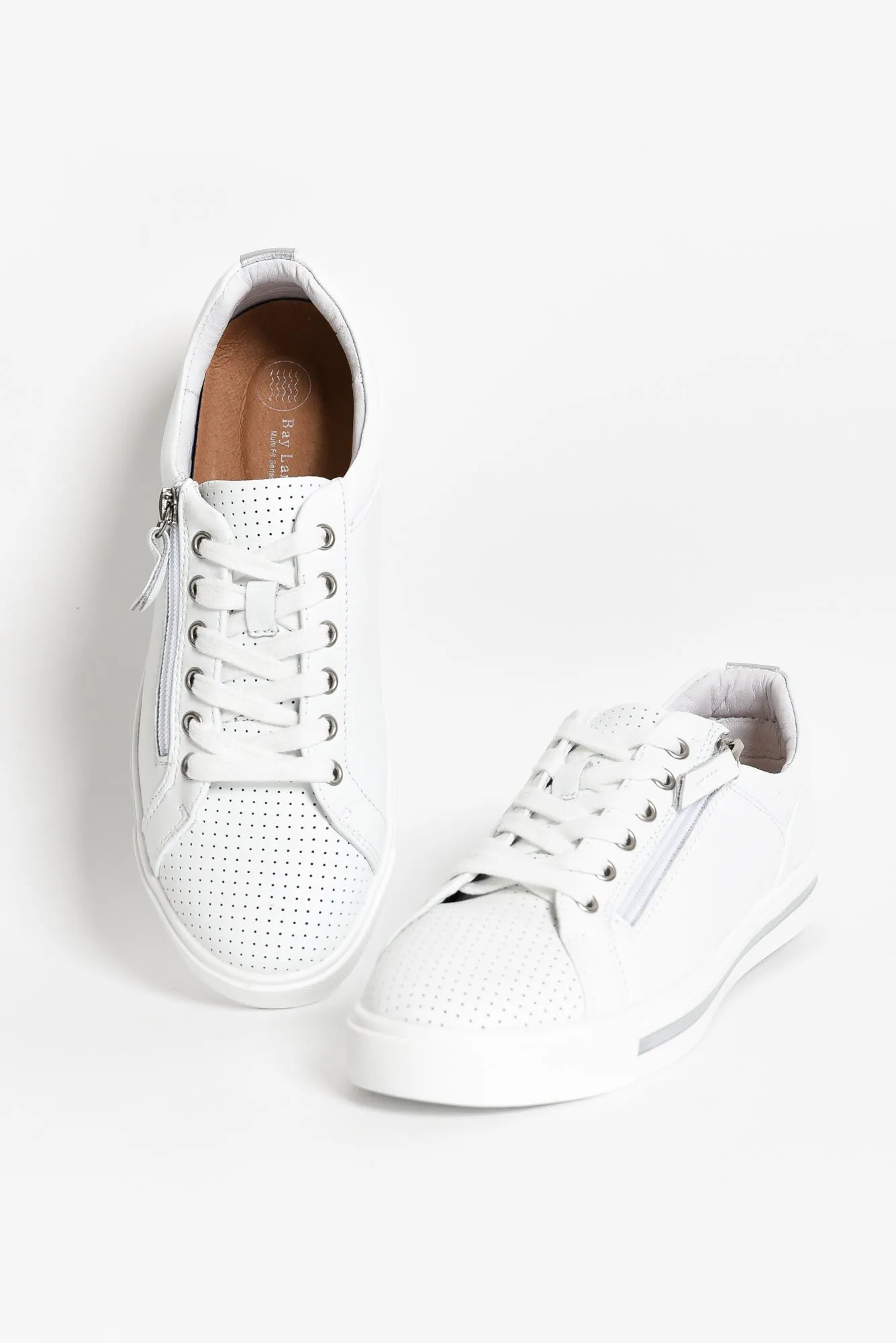 Kiki White Leather Zip Sneaker