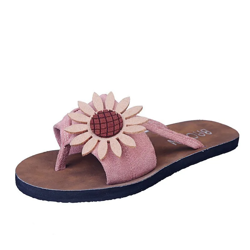 Large Size Flip Flops Women Flat Non Slip Flower Flip Flops