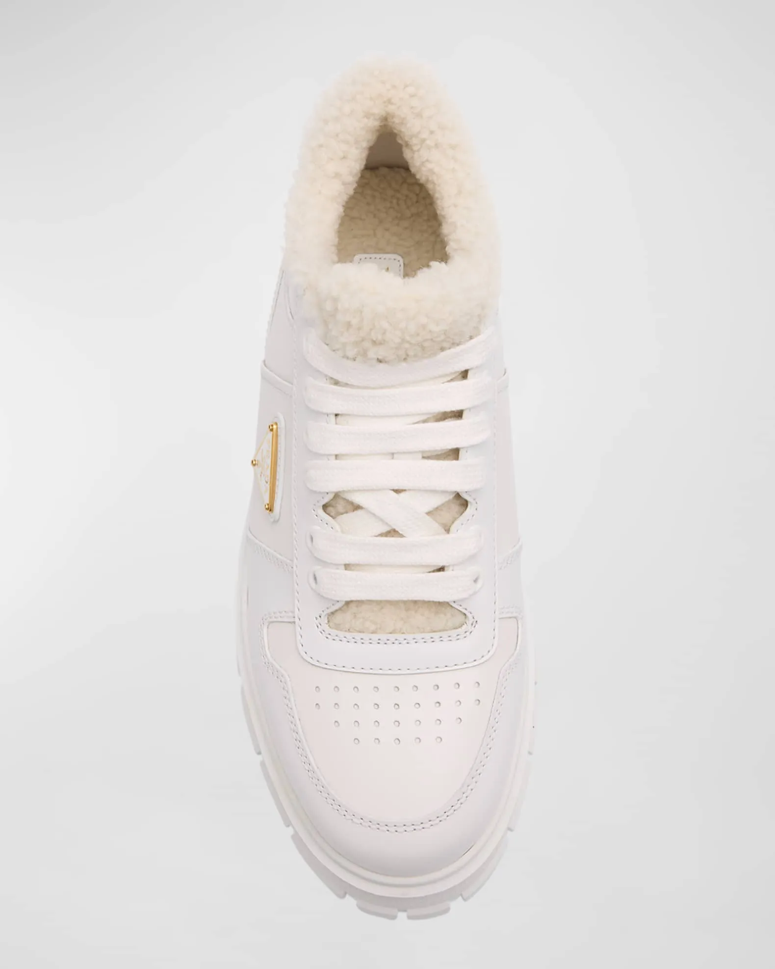 Leather Shearling Mid-Top Sneakers