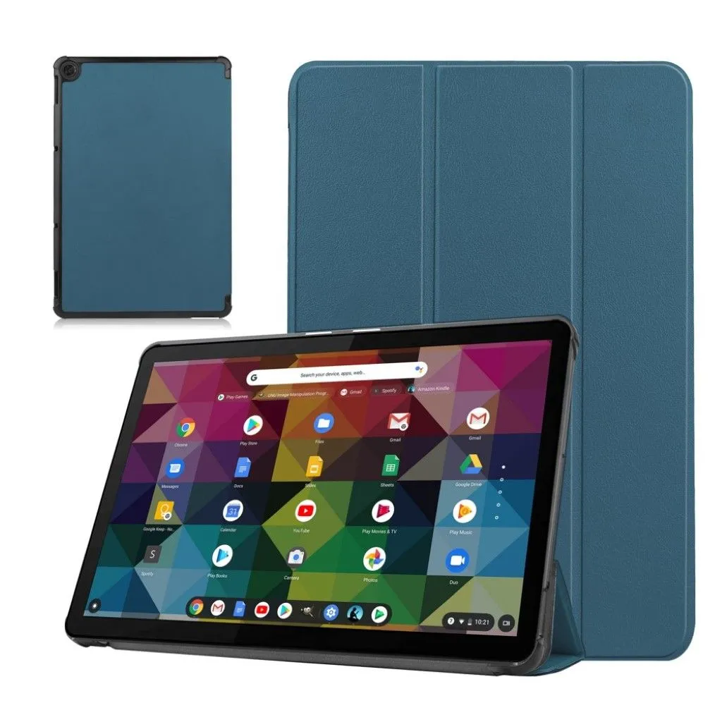 Lenovo Chromebook Duet litchi leather flip case - Blackish Green