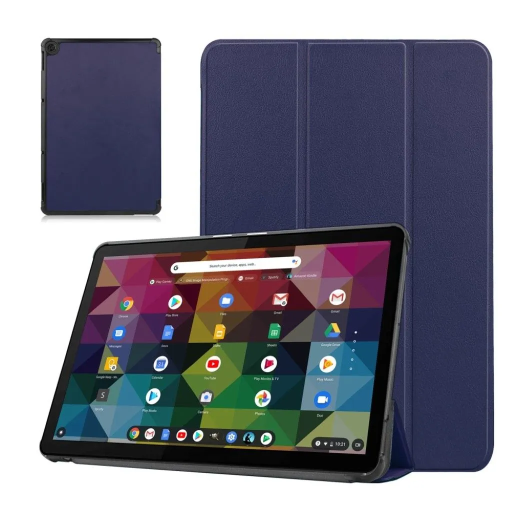 Lenovo Chromebook Duet litchi leather flip case - Dark Blue