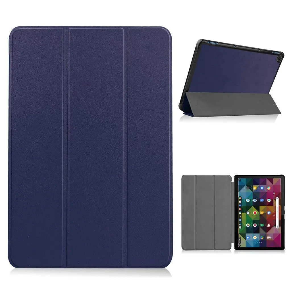 Lenovo Chromebook Duet litchi leather flip case - Dark Blue