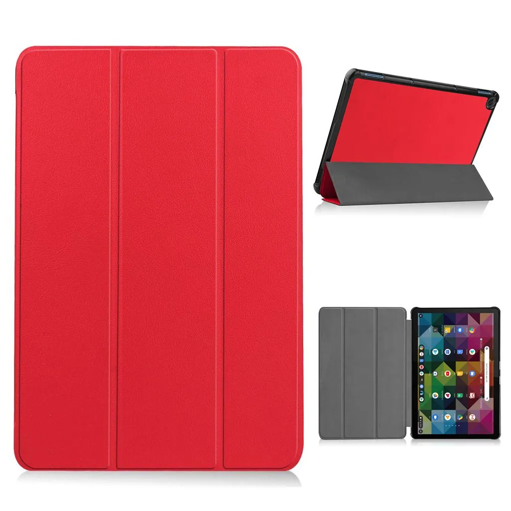 Lenovo Chromebook Duet litchi leather flip case - Red