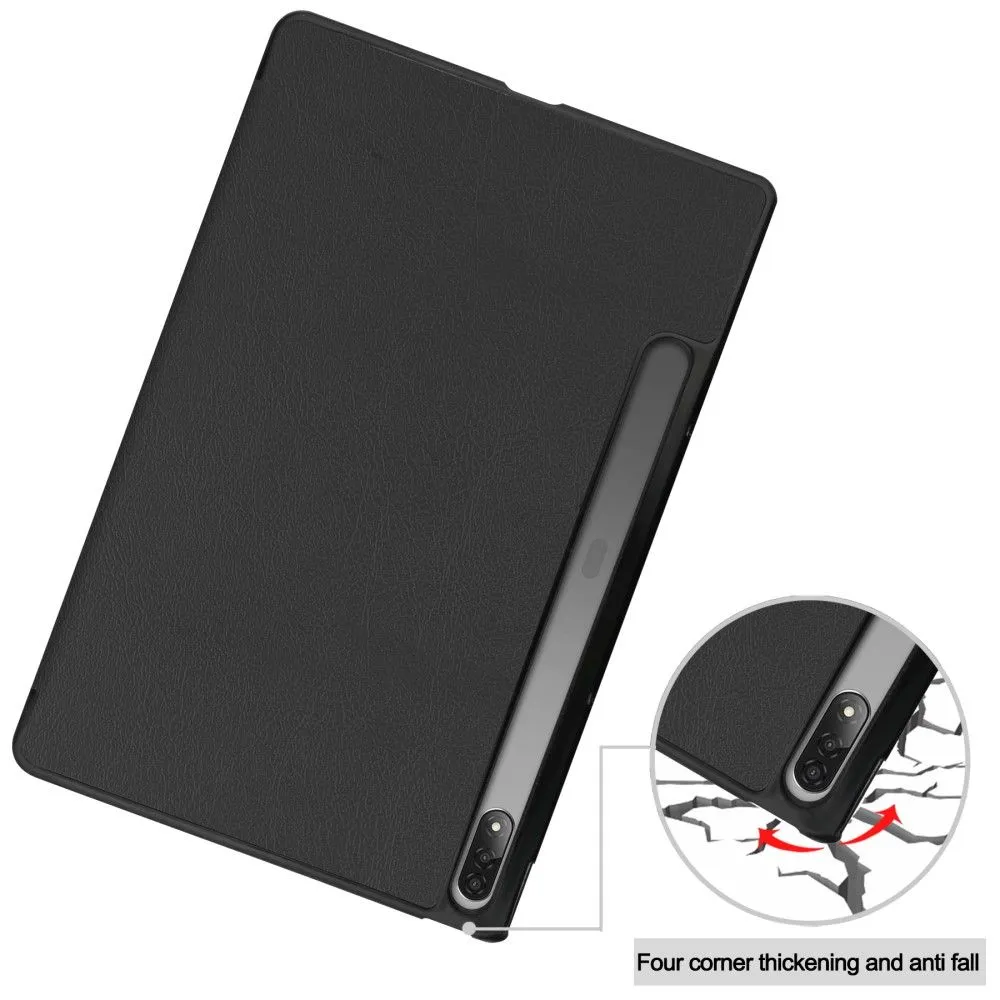 Lenovo Tab P12 Pro tri-fold leather flip case - Black