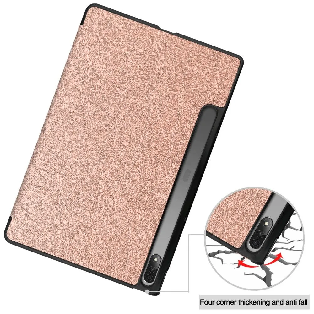 Lenovo Tab P12 Pro tri-fold leather flip case - Rose Gold