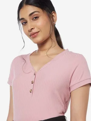 LOV Pink Ribbed Phill Top