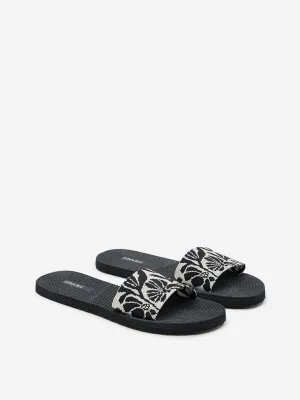 LUNA BLU Black Floral Knitted Flip-Flop