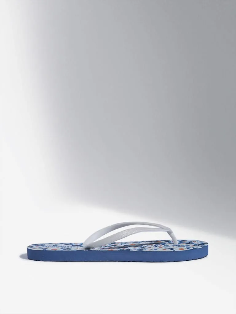 LUNA BLU White Daisy Printed Flip-Flop