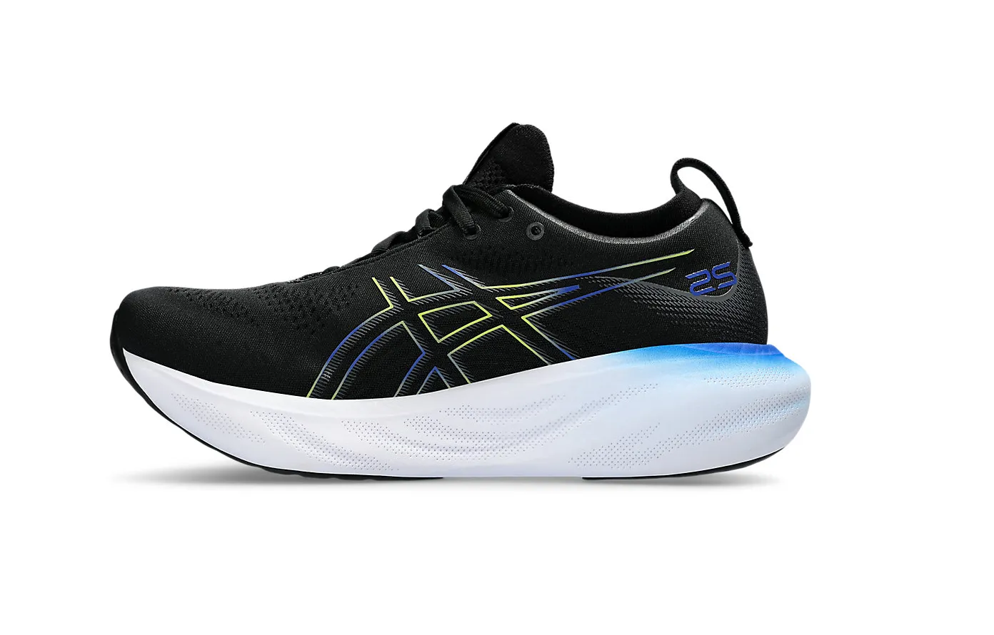 Mens Asics Gel-Nimbus 25 Black/Glow Yellow Athletic Running Shoes