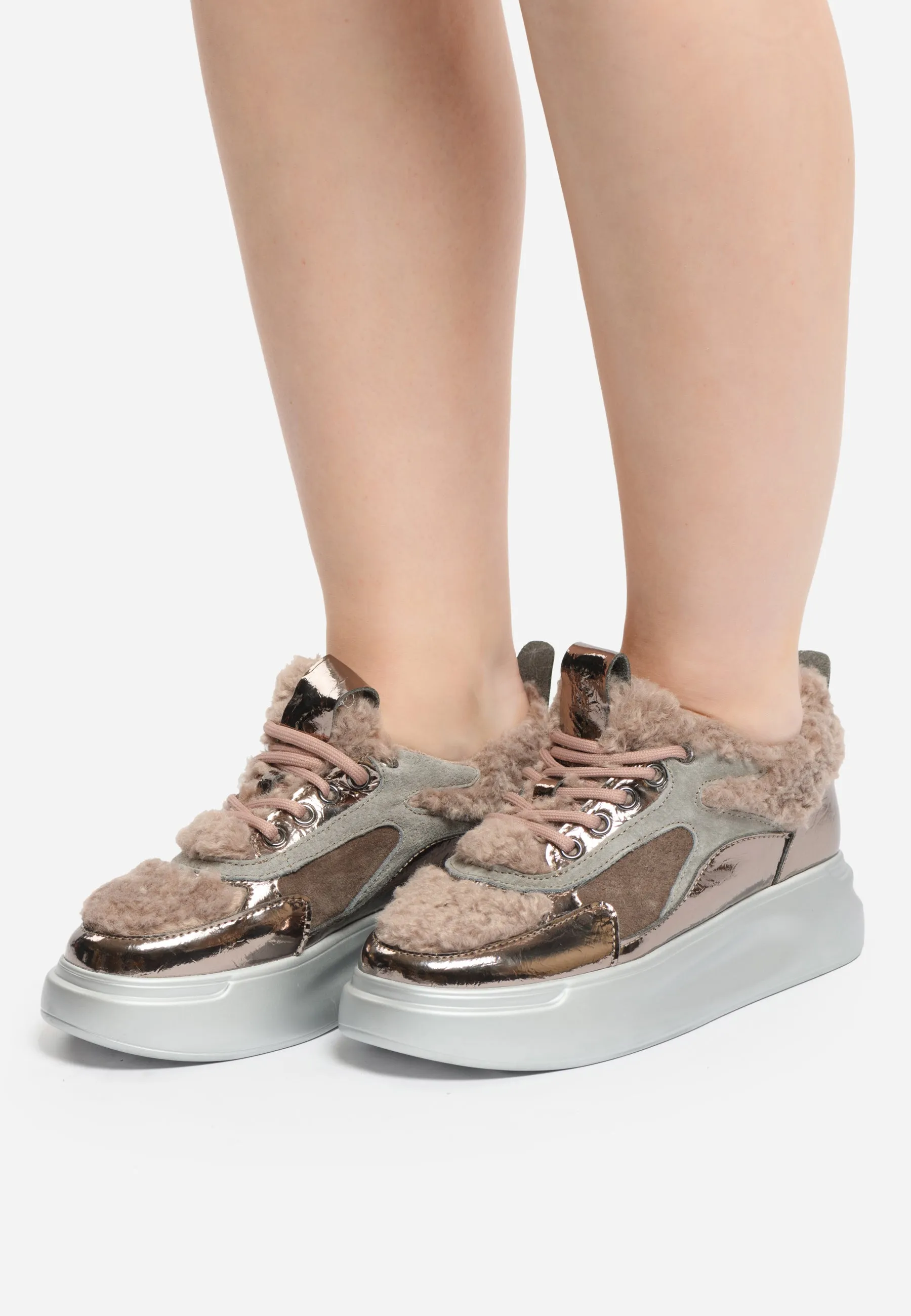 Metallic Cozy Lined Platform Sneakers