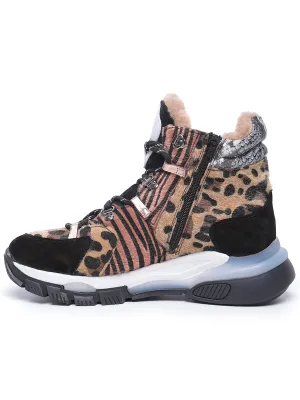 Mixed-Print High-Top Sneakers