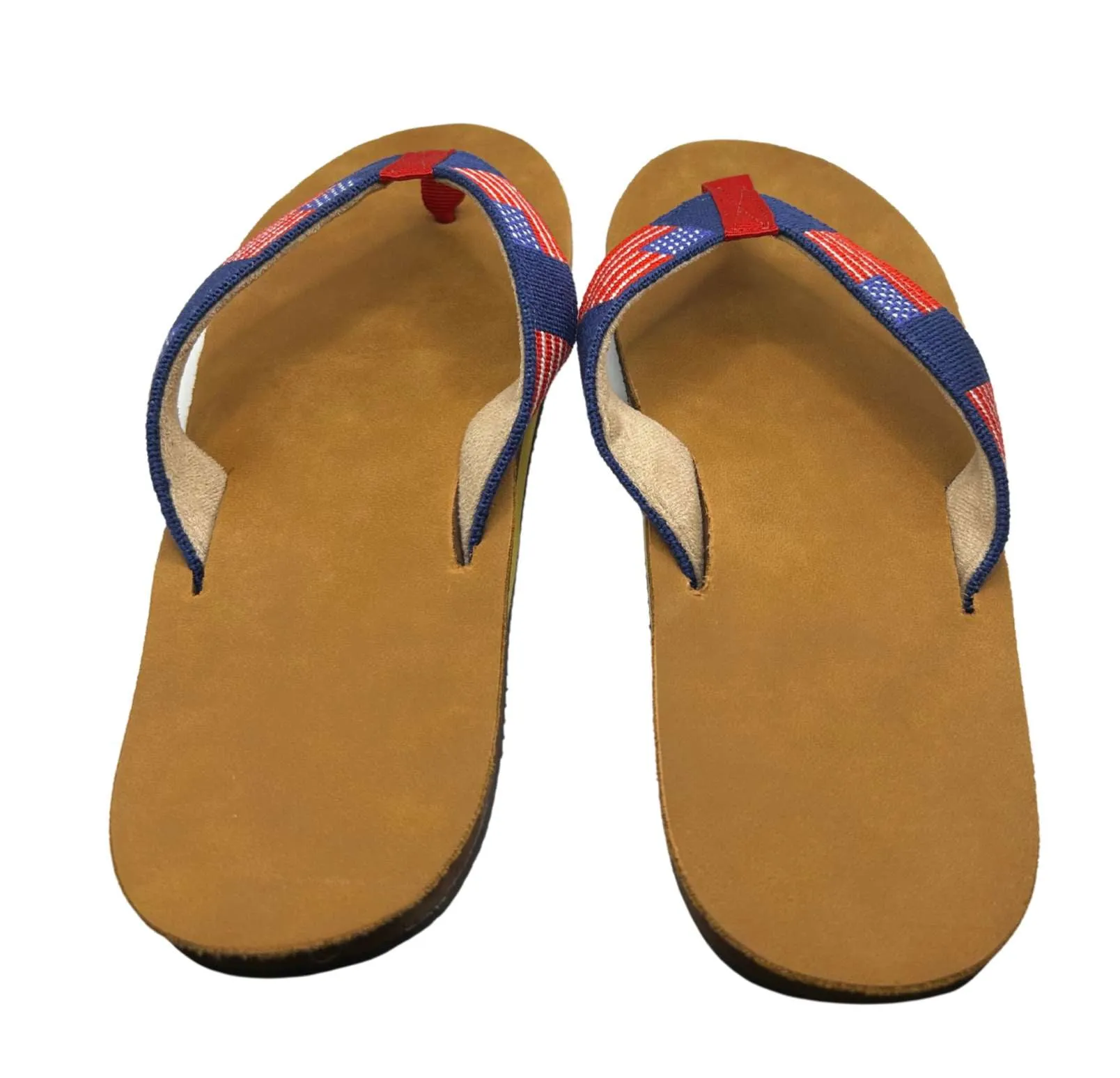 Needlepoint Flip flops- Men's USA Flag  hand stitched sandals