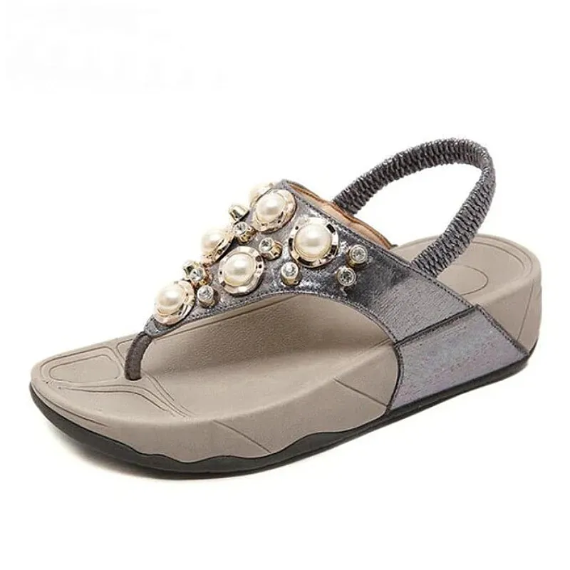 OCW Arch Support Sandals Women Breathable Rhinestone Flip-flops Durable EVA Bling Summer