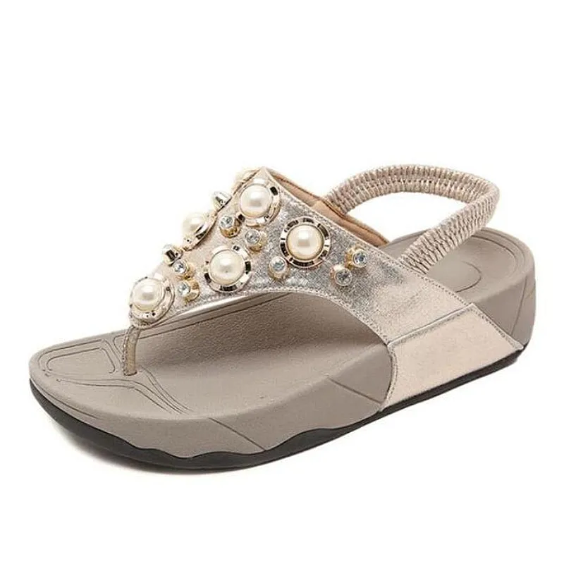 OCW Arch Support Sandals Women Breathable Rhinestone Flip-flops Durable EVA Bling Summer