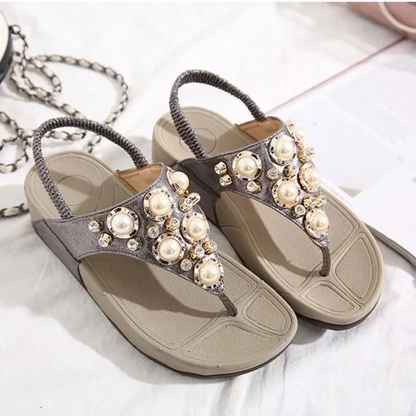 OCW Arch Support Sandals Women Breathable Rhinestone Flip-flops Durable EVA Bling Summer