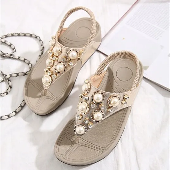 OCW Arch Support Sandals Women Breathable Rhinestone Flip-flops Durable EVA Bling Summer