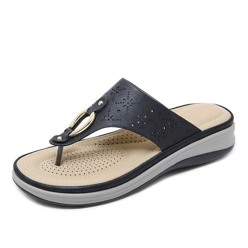 OCW Orthopedic Rhinestone Sandals For Women Sweat-absorbent Low Heel Flip-flops EVA Trendy