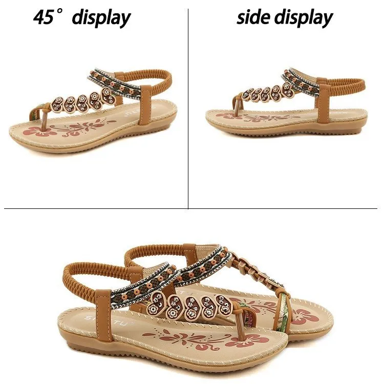 OCW Walking Women Sandals Anti-rubbing Flat Vintage Flip-flops Rubber Summer Casual