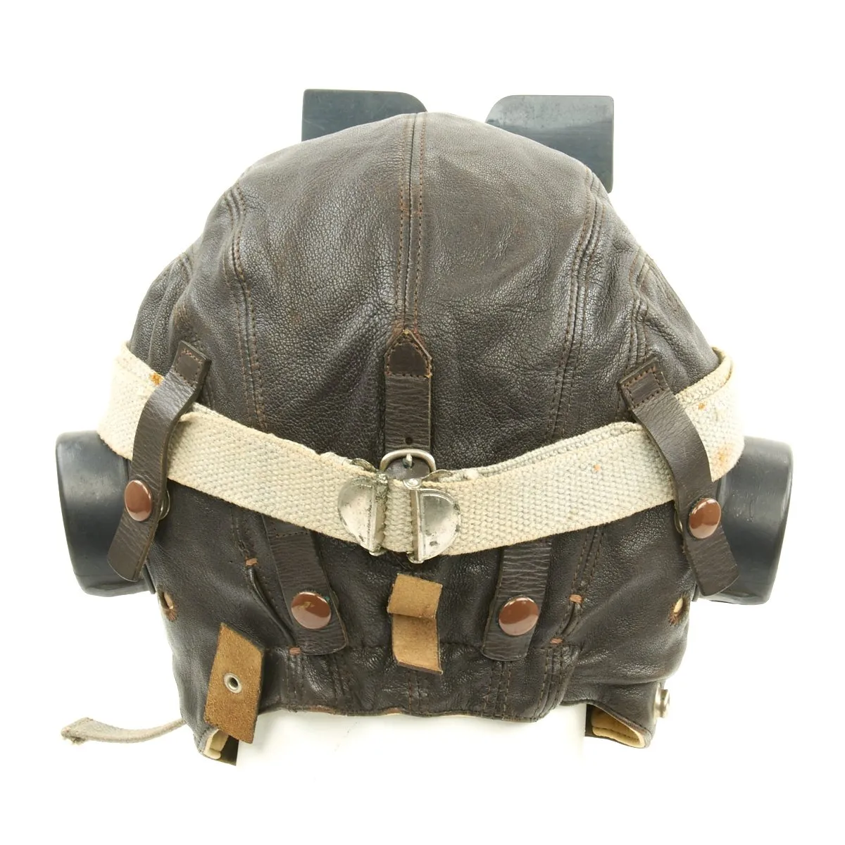 Original British WWII RAF Fighter Pilot Type C Leather Flying Helmet with Mk VII Goggles